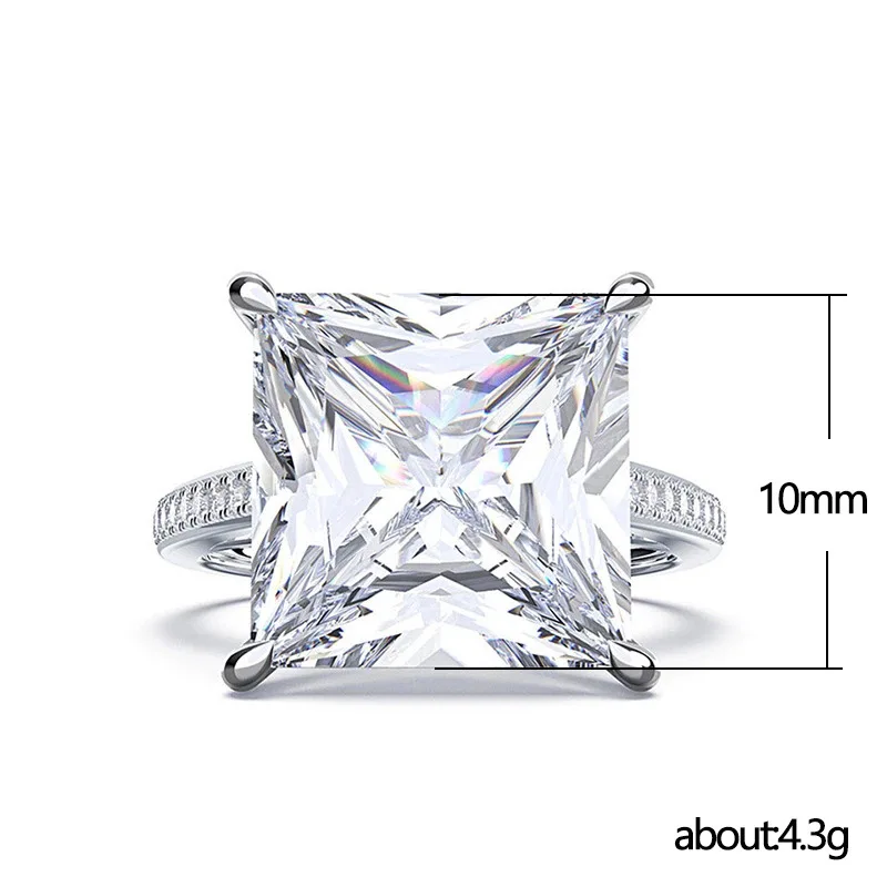 

10mm Big Diamond Ring Women Girlfriend Kpop Christmas Gift Boho Amazonite Genshin Impact Gamer Girl Weird Free Shipping Items