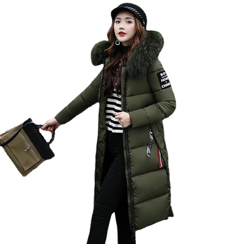 

2021 Women Parkas Winter Ladies Long Coats Woman Jackets Women Casual Hooded Fur Collar Cotton Parkas Warm Outwear Plus Size
