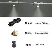 diy misting kit 12pcs brass nozzles kits 10pcs nozzle black holder 1pcs end plug for misting cooling system
