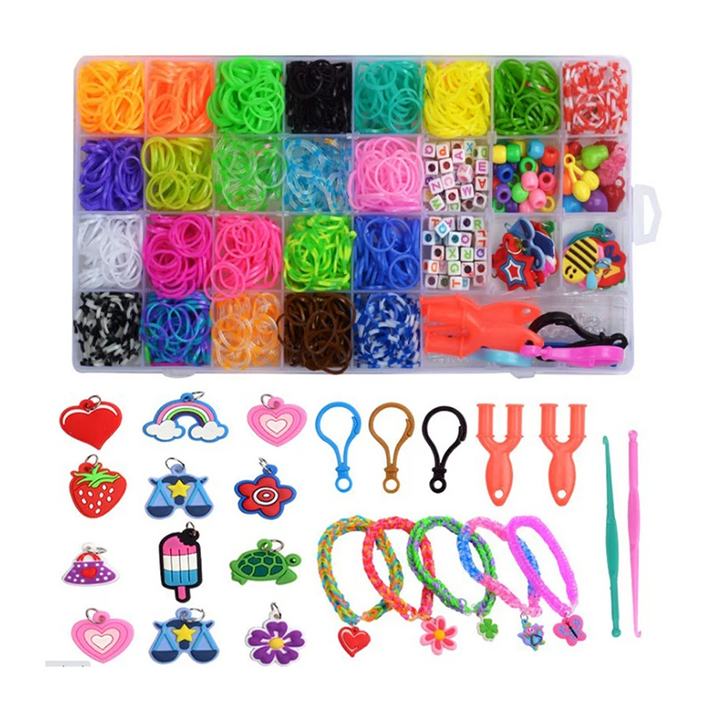 

Elastic Rubber Bands DIY Tool Box Set Loom Weave Machine Gum Rubber Bracelet Handicraft Kit Girl Gift Kids Toys for Children