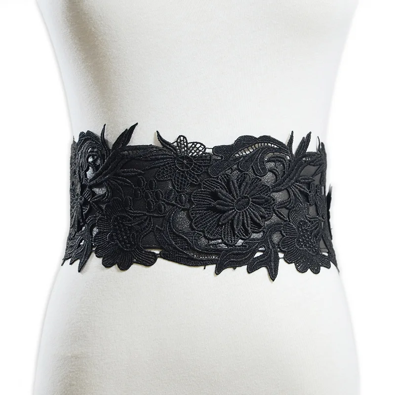 High Quality 2020 New Ladies White/Black Lace Girdle Fashion Sweet Elastic Lace Decoration Women's Wide Girdle Belt Bg-1252