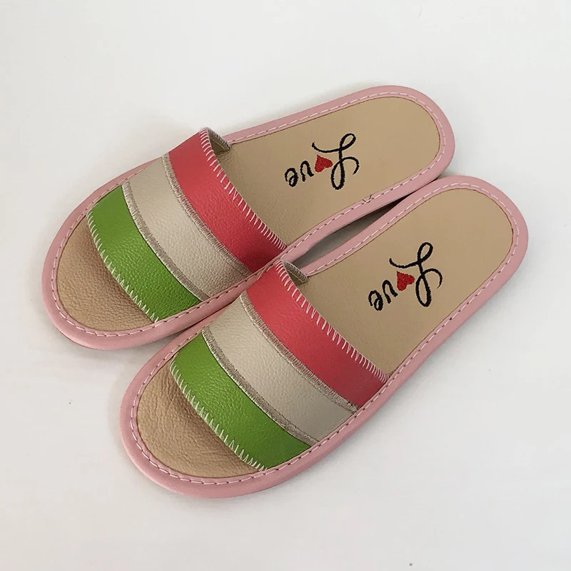 Летние домашние тапочки из натуральной кожи мужские нескользящая Повседневная