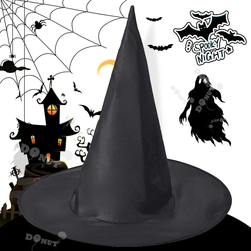 

Halloween Witch Hat Costume Props Wider Reliable Adult Womens Black Witch Hat For Halloween Costume Party Accessory