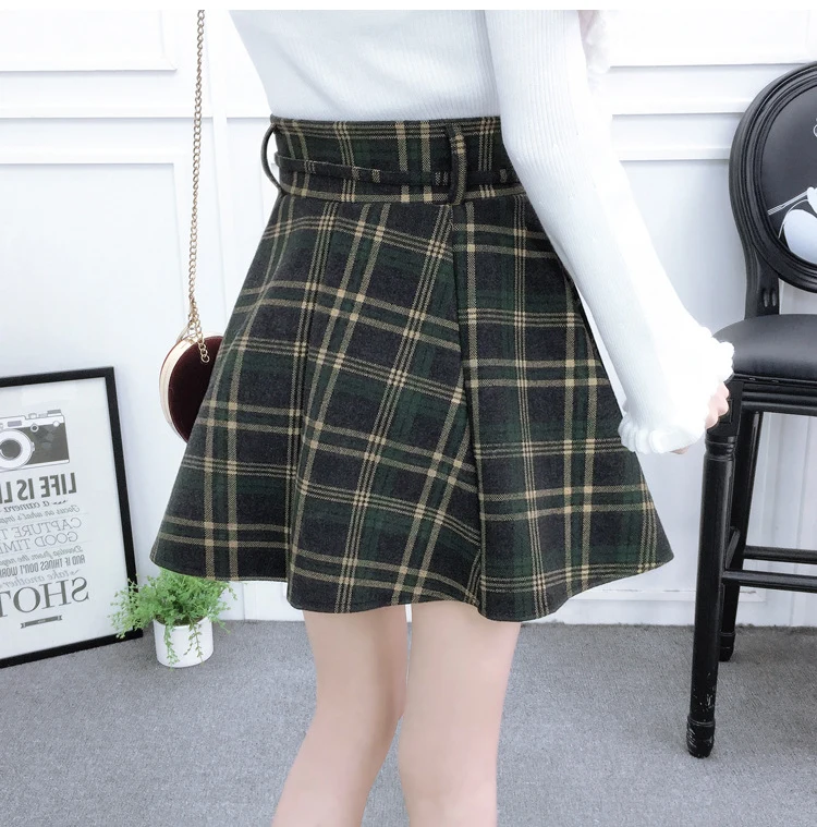 Fall Student Gils Pleated Skirt Style Plaid Casual Short Skirts Women's Scotland Tartan Kilt With BowtieCute Kawayii Sweet | Женская