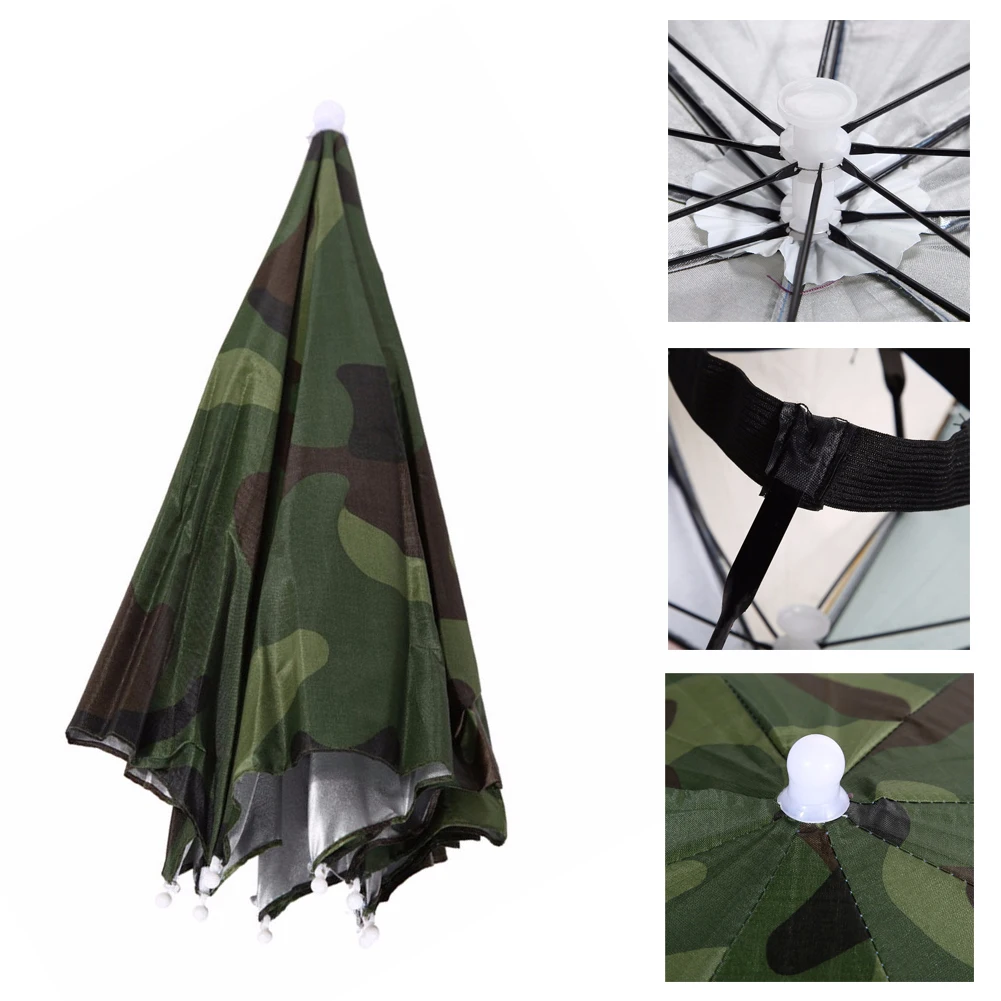 

Portable Head-mounted Umbrella 55cm Sun Shade Lightweight Camping Fishing Hiking Festival Outdoor Parasol Foldable Cap Umbrella