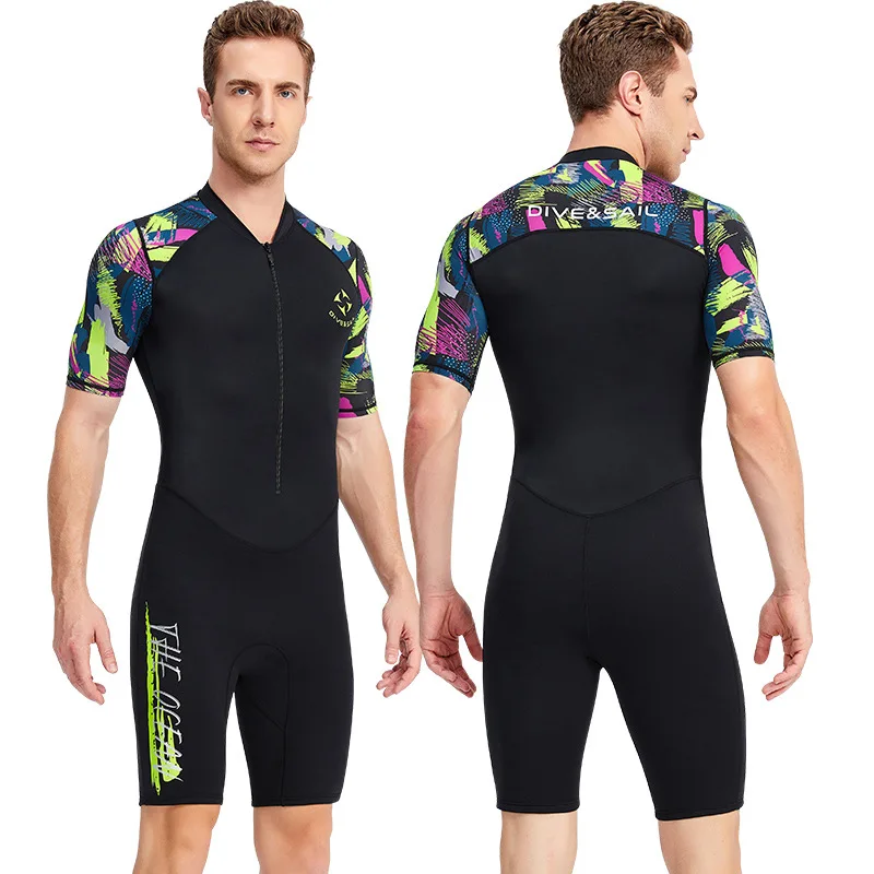 

2022 New1.5MM Neoprene With Lycra Diving Suit Men's One-piece Short-Sleeved Warm Snorkeling Surfing Sunscreen Jellyfish Surfing