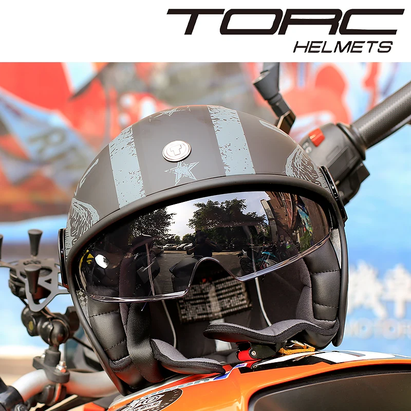 2019 Новый TORC T595 мотоциклетный Ретро шлем 3/4 гоночный с двойными линзами|Шлемы| |