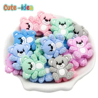 cute idea 10pcs mini bear silicone beads bpa free cartoon baby teething toys diy pacifier chain baby products accessories