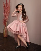 bling bling top baby girls dress for ceremony clothing pink tutu party wear high low girls dresses kids first birthday gown