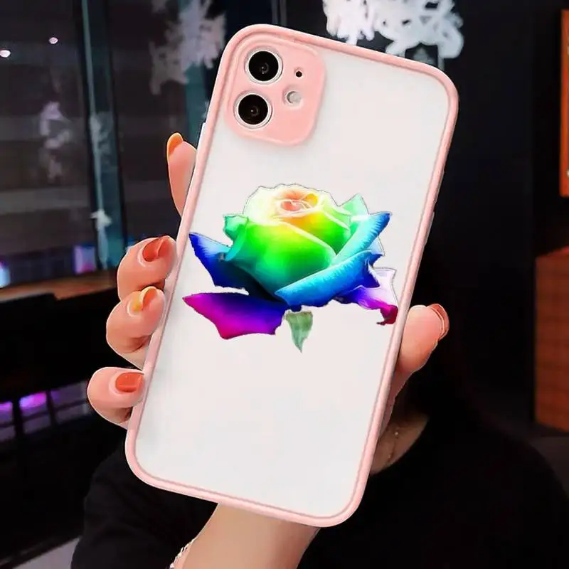 

Beautiful colorful roses Phone Cases Matte Transparent for iPhone 7 8 11 12 s mini pro X XS XR MAX Plus cover funda