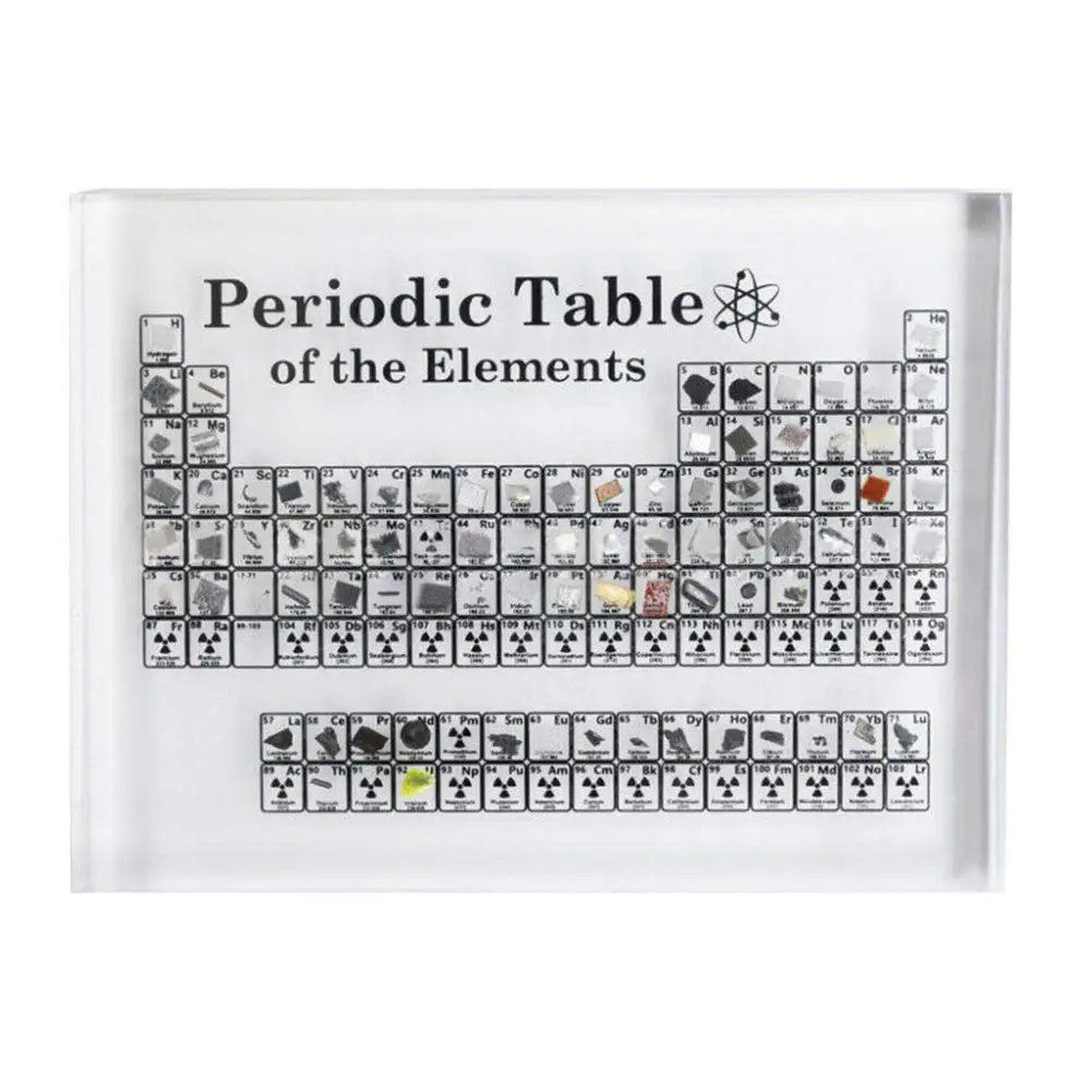 

Акриловая Периодическая таблица с реальными элементами, подарок для детей для обучения, школьного дня, дня рождения, дисплей с химическими ...