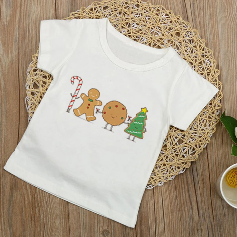

Christmas Letters Summer Casual Anime Clothes For Girls Top Solid Color Short Sleeve Children's Clothing From 2 To 9 Years Cute