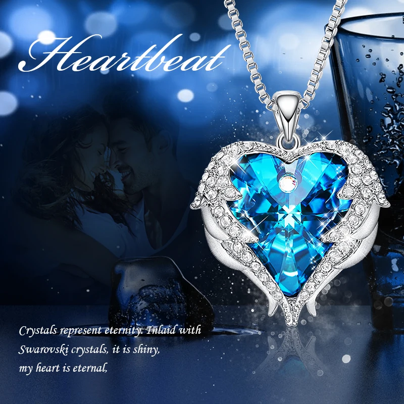 CDE дизайн, крылья ангела, украшенные кристаллами Swarovski, подвеска в форме сердца, ожерелье, ювелирное изделие, подарок на день Святого Валентина