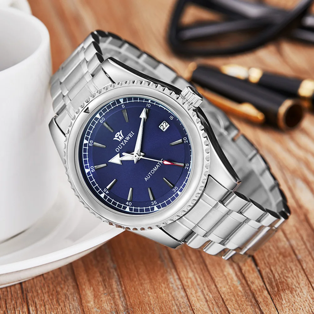 Часы OUYAWEI Мужские механические модные повседневные наручные с автоматическим