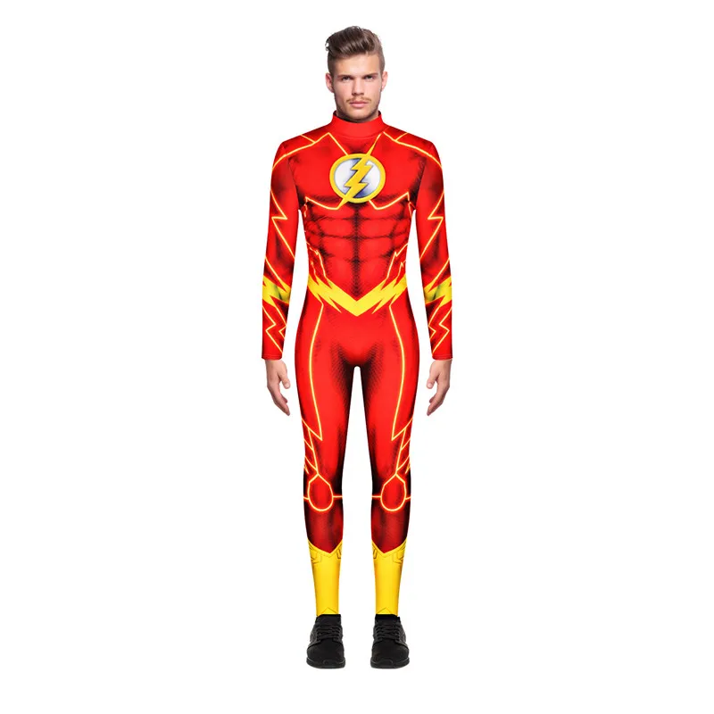 Вспышка костюм флэш памяти человек Super hero карнавальный 3D из спандекса с рисунком
