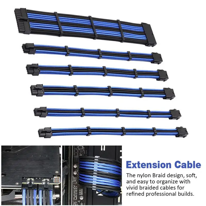 

24Pin Nylon Weaving Copper Male To Female Universal ATX Extension Cable for CPU Computer Connectors Power Supply