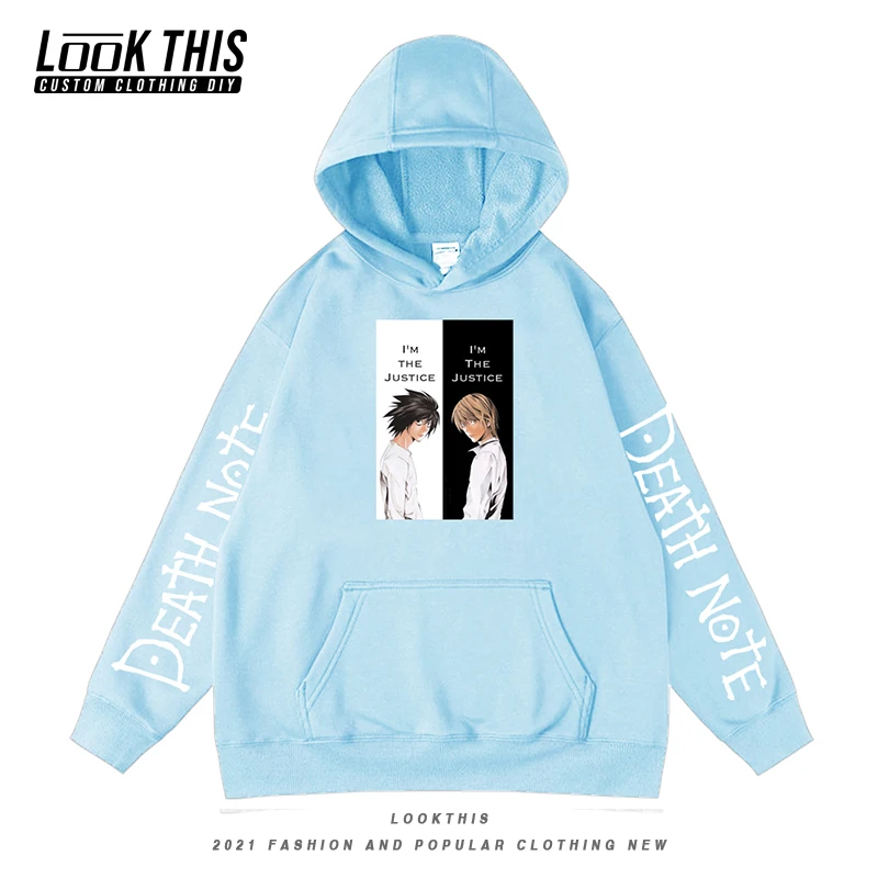 

Death Note Anime Cool Men's Sweatshirts Hooded Fleece Oversized Hoodie Male 2021 Hot Sale Cartoon Character Letter Manga Tops