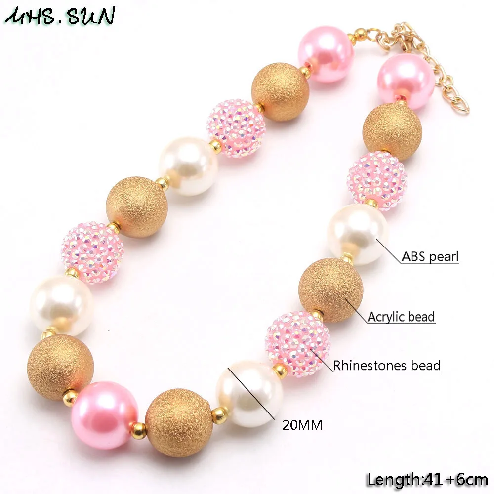 MHS.SUN Fashion Chunky Beads Necklace Baby Girls Bubblegum For Child Kids Toddler Beaded Handmade Jewelry | Украшения и
