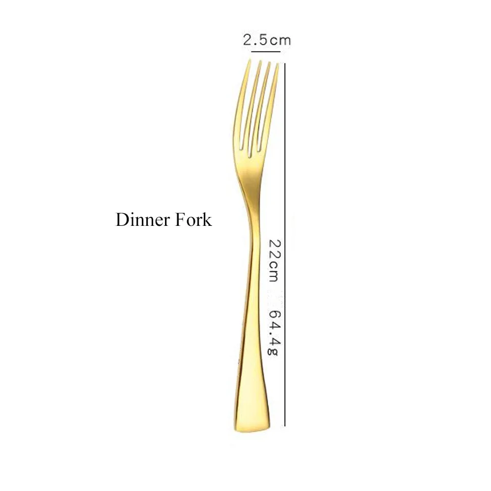 Dinner Fork Набор столовых приборов Золотой столовый сервиз классический Ресторан из нержавеющей стали кухонная Свадьба Посуда Торта средняя вилка - Цвет: Dinner Fork