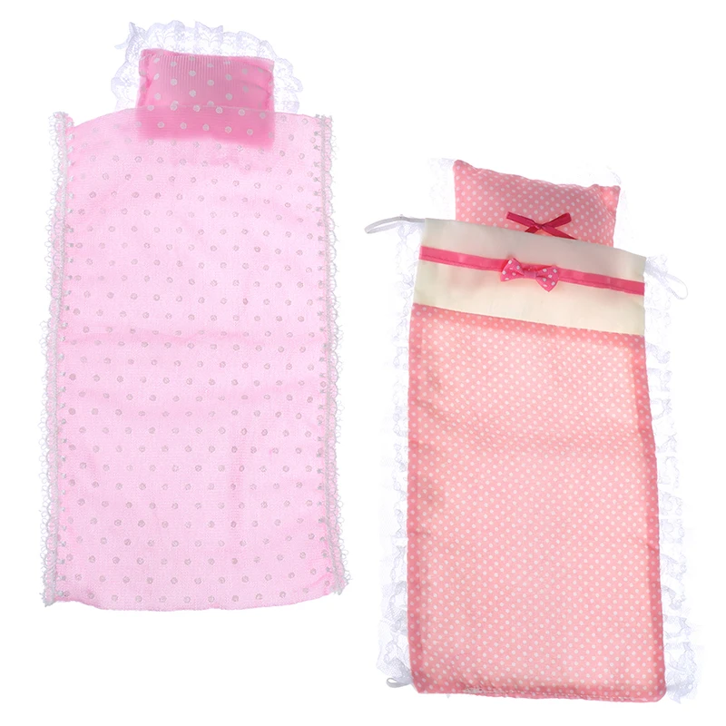 

Dollhouse Single bedsheet with Pillows Doll House Bedroom Furniture Pretend Play Toy