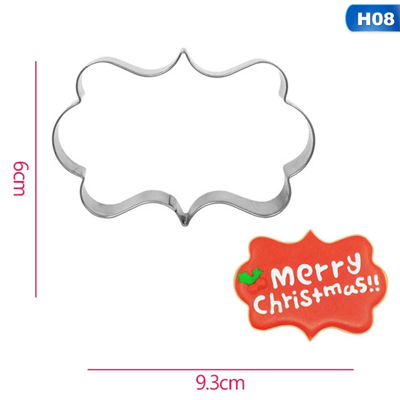 08 Stainless Steel Biscuit Mould Santa Claus Shape Fondant Cake Mold DIY Sugar Craft Xmas 3D Pastry Cookie Cutters Cake Tools - Color: 08