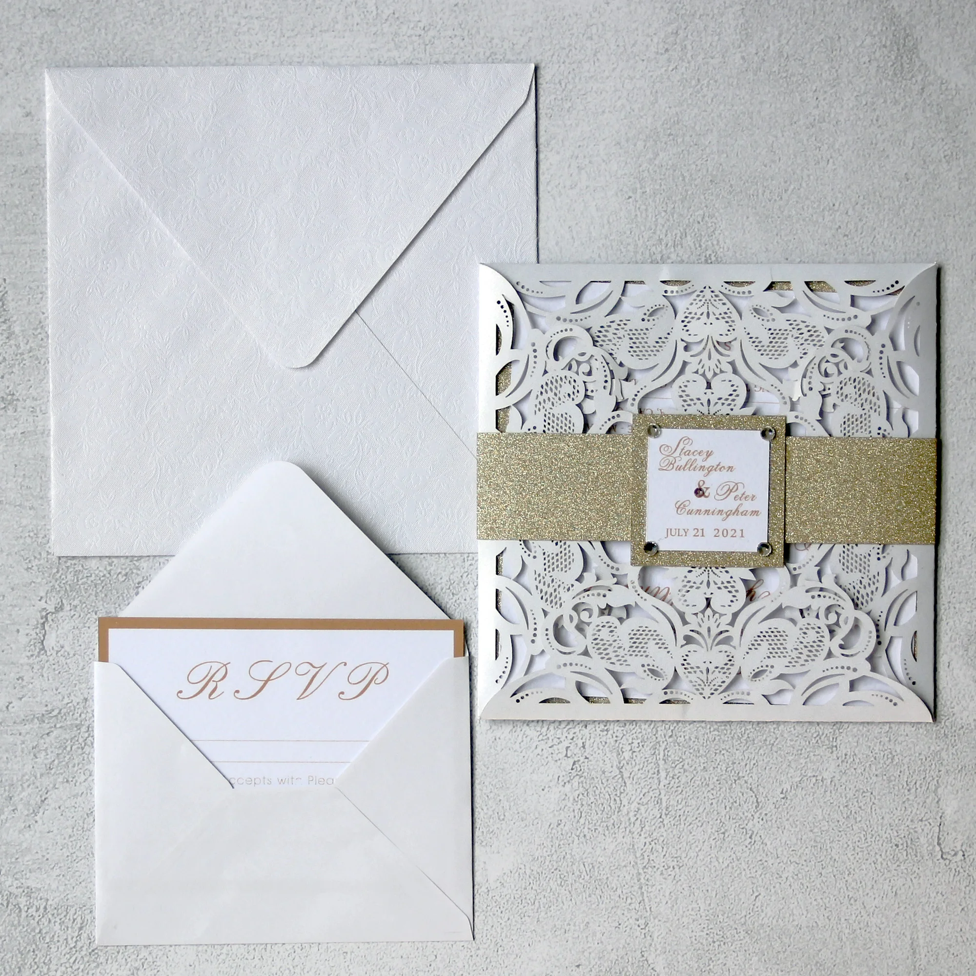European Square White Invitation Card For Wedding Elegant Delicate Carved Lace Wedding Invitation Cards Party Supplies images - 6