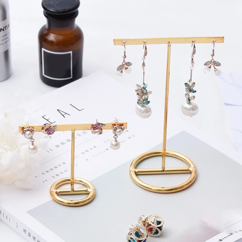 

Earrings Display Stand Gold Earrings Display Rack T-Shape Earrings Showcase Golden Large