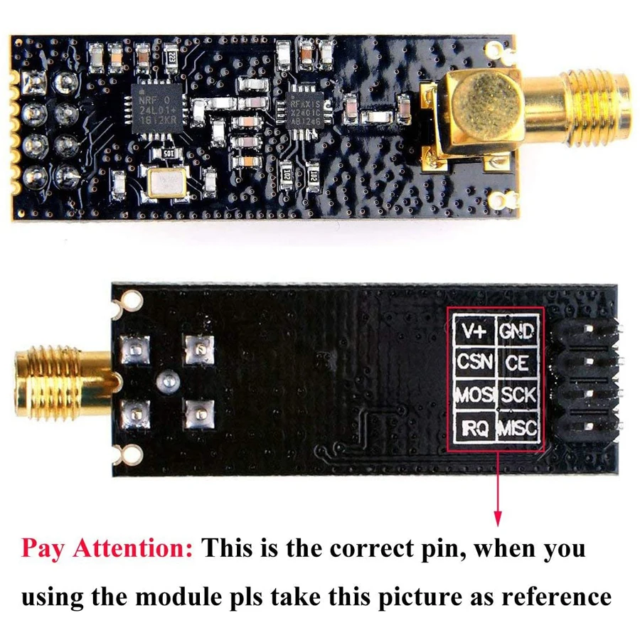 Модуль радиочастотного приемопередатчика NRF24L01 + PA LNA с антенной SMA 2 4 ГГц 1100 м