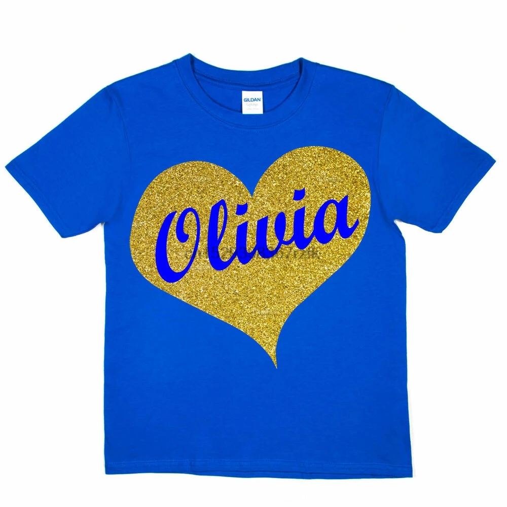 Детская персонализированная футболка с любым названием и золотым блеском -