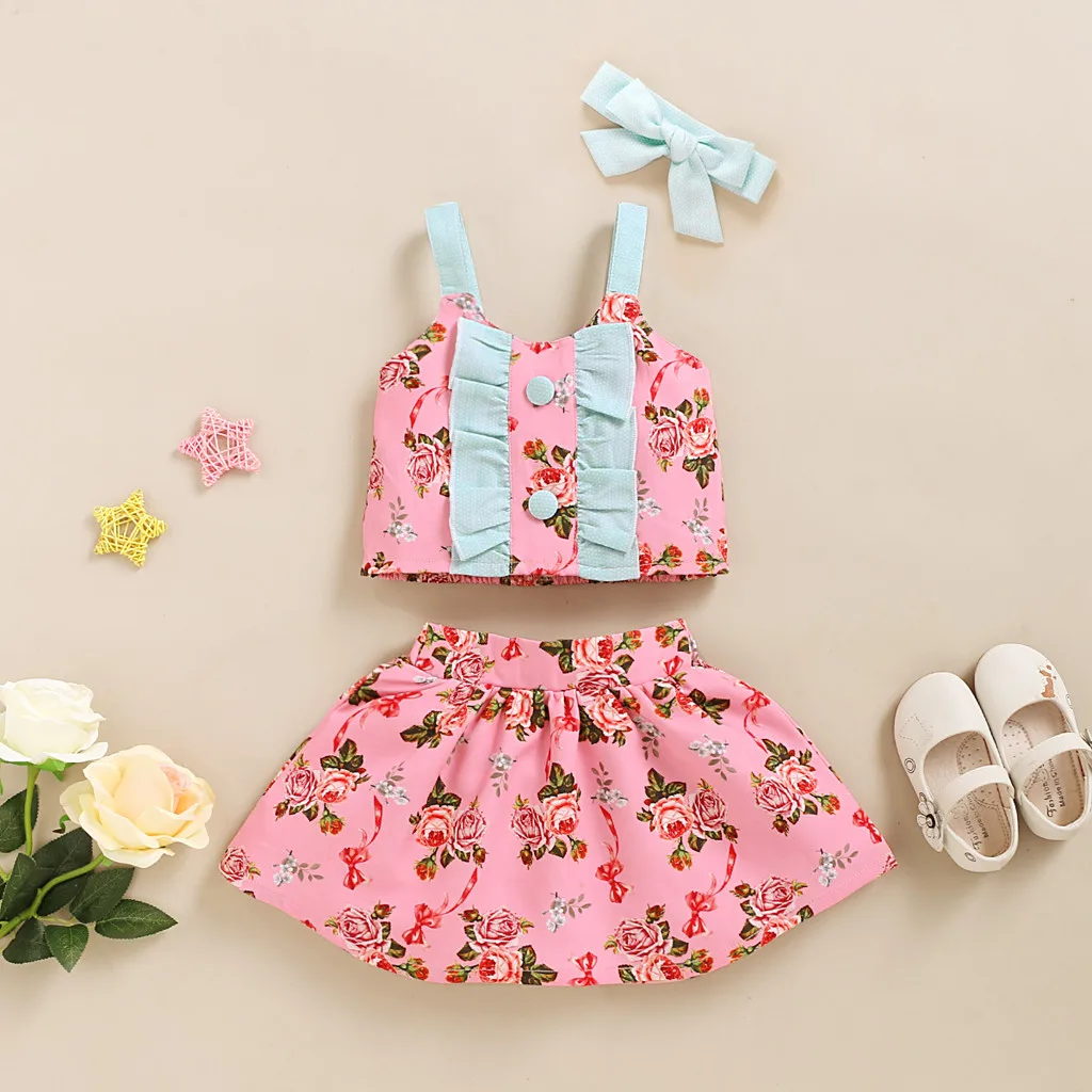 Комплект одежды для маленьких девочек цветная жилетка малышей Топы юбка с