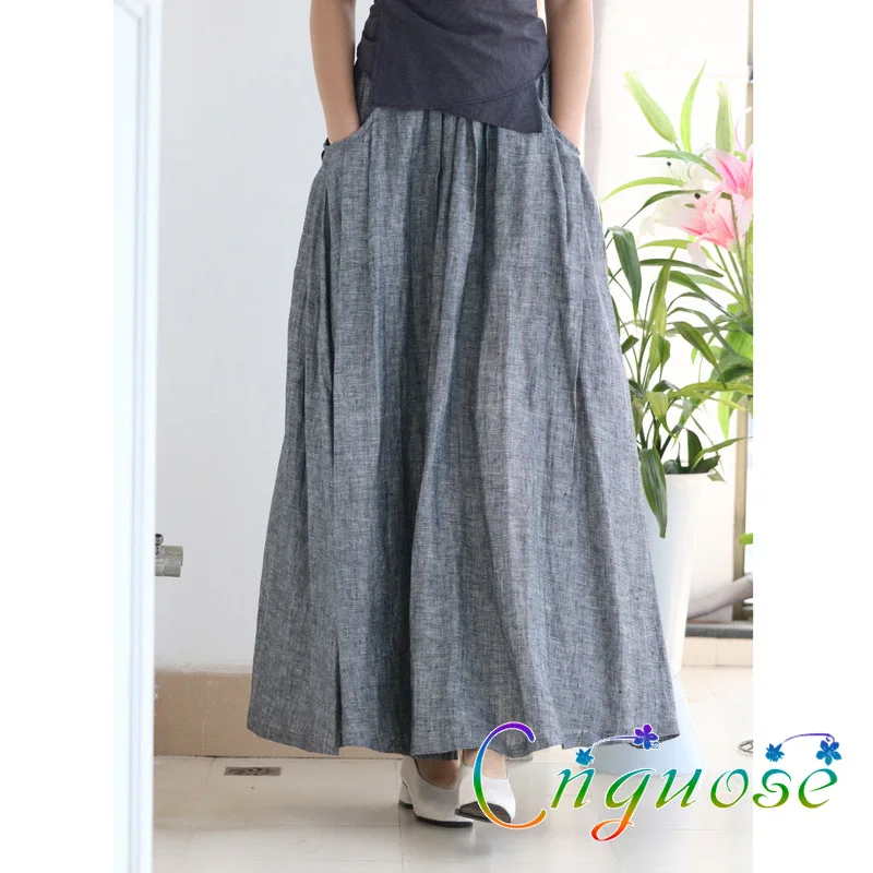 Юбка Женская длинная Плиссированная трапециевидная с большим карманом|Женские