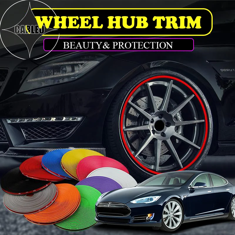 

Car Wheel Hub Rim Rubber Sticker for TESLA Series Anti-wear Creative Personality Auto Decoration Multicolor Glue Strip Trim