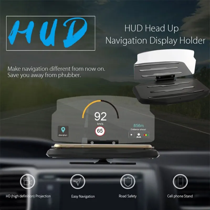 2019 черный телефон HUD Стенд Многофункциональный дисплей на голову Автомобильный gps держатель для автомобиля