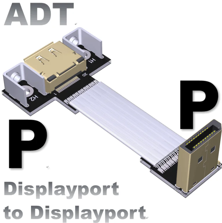Фото DisplayPort ленточный Удлинительный кабель штекер-гнездо плоский металлический экран