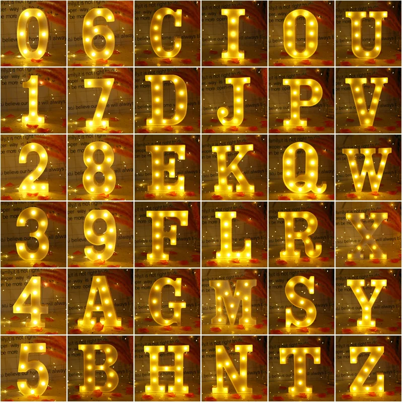 3D Alphabet Letter LED Lights Luminous Number Nightlight Christmas Wedding Birthday New Year Party Lighting Room Decoration | Лампы и