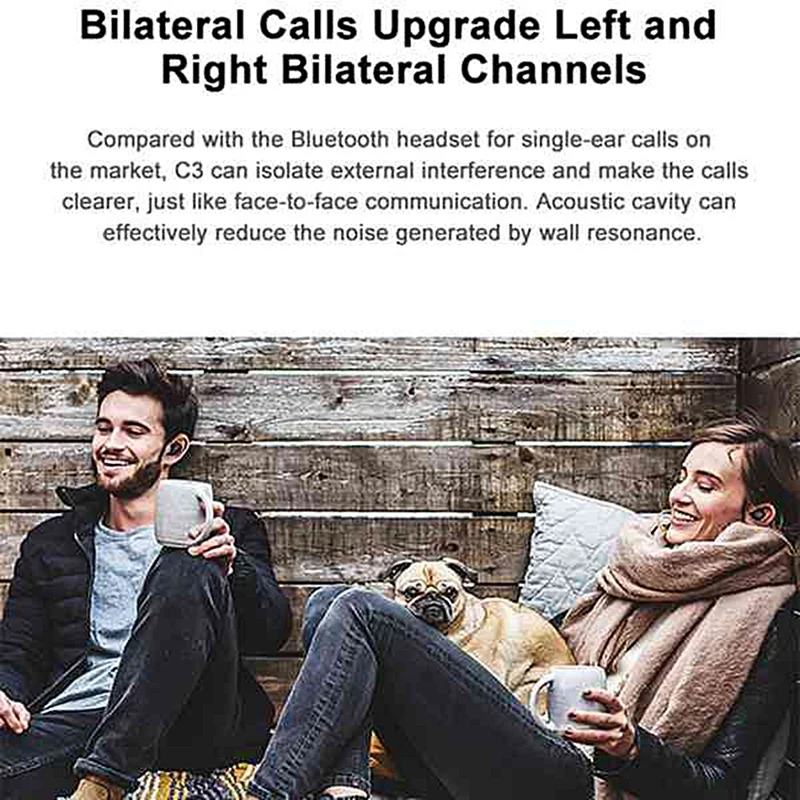

TWS C3 Bluetooth Headsets In-Ear Stereo Bluetooth V5.0 Earphones High Definition Mic Rechargable Wireless