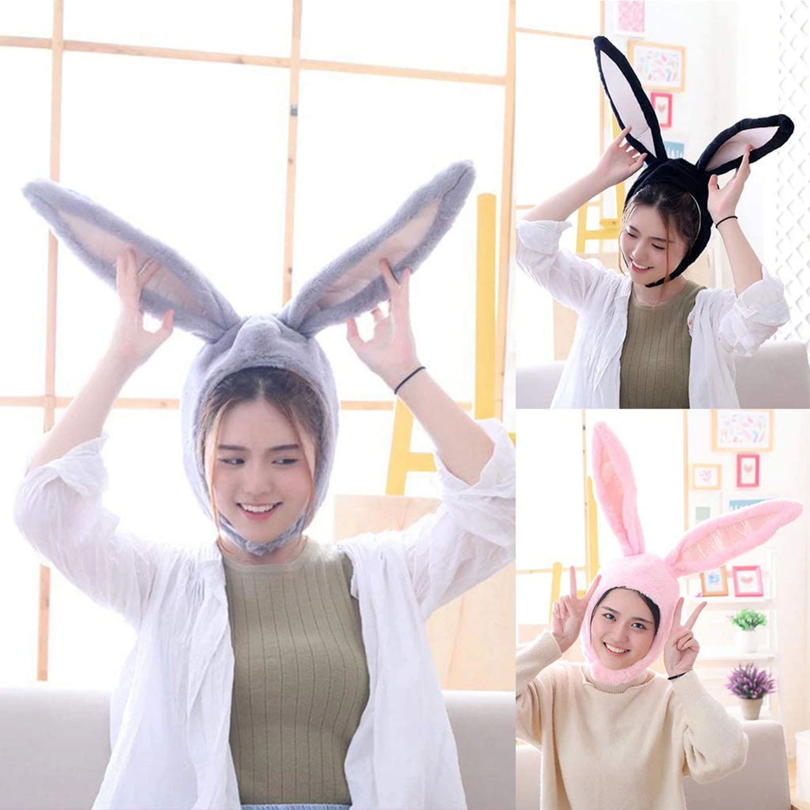 

Cute Girls Hat Plush Rabbit Bunny Ears Hat Earflap Cap Head Warmer Photo Supplies Hat with earflaps bunny hat Headgear Hats