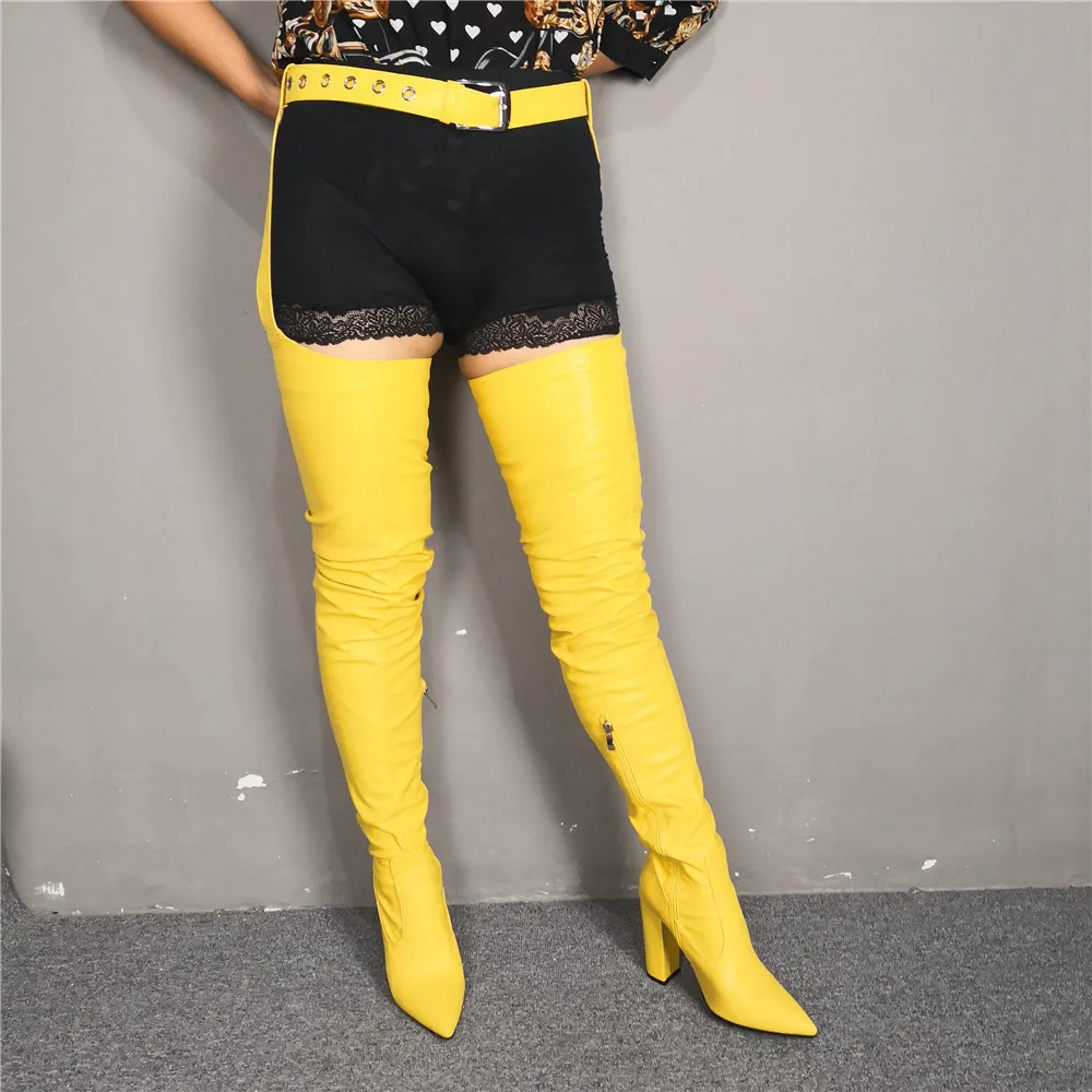 Оригинальное предложение Новинка Стильные желтые ботинки со штанами Женская