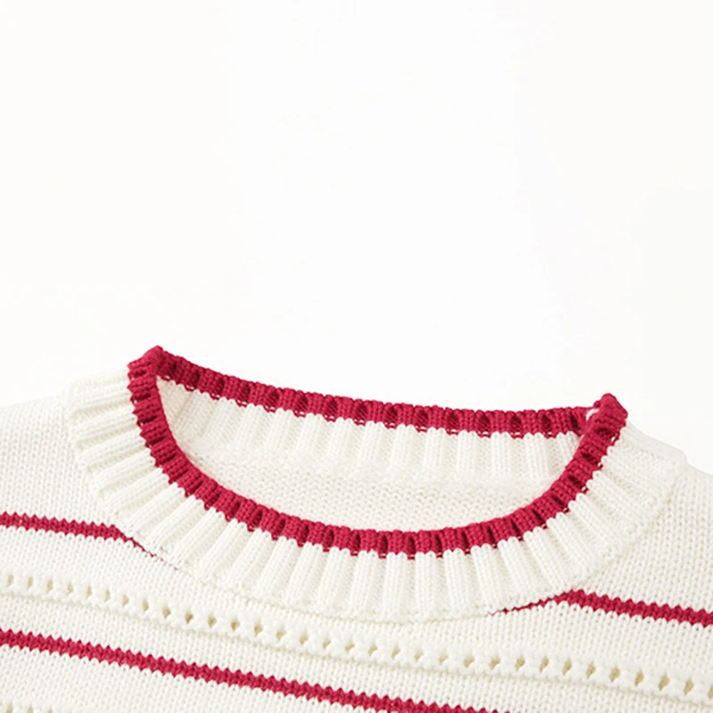 

TWOTWINSTYLE Loose Colorblock Knitted Ladies Sweater Round Neck Long Sleeve Striped Casual Women's Sweater 2021 Spring Fashion