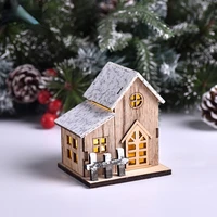 christmas led light wooden house luminous cabin christmas decorations for home diy xmas tree ornaments new year 2022 kids gifts