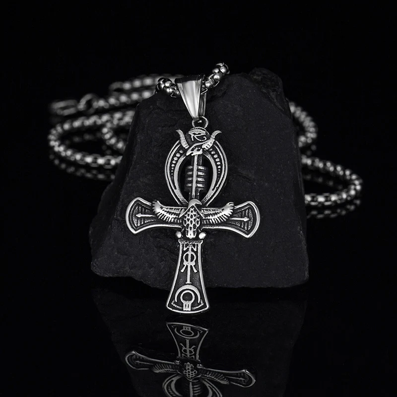 

New Trendy creativity Ancient egyptian style Immortal Talisman Men's Pendant Necklaces personality punk hip-hop cross wholesale