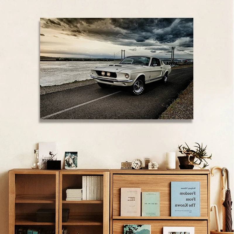 

Classic Mustang GTR Sport Car Artwork Canvas Painting Car Posters Cuadros Wall Art for Living Room Home Decor