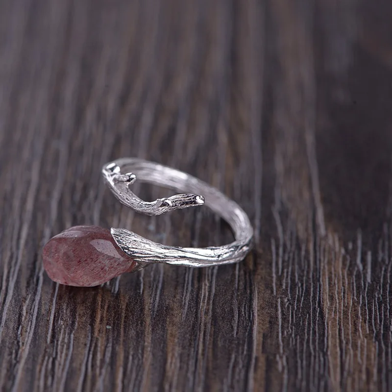 

Authentic Ring Silver 925 Handmade Rings For Women With Natural Rose Quartz Elegant Fine Jewelry Anelli Donna
