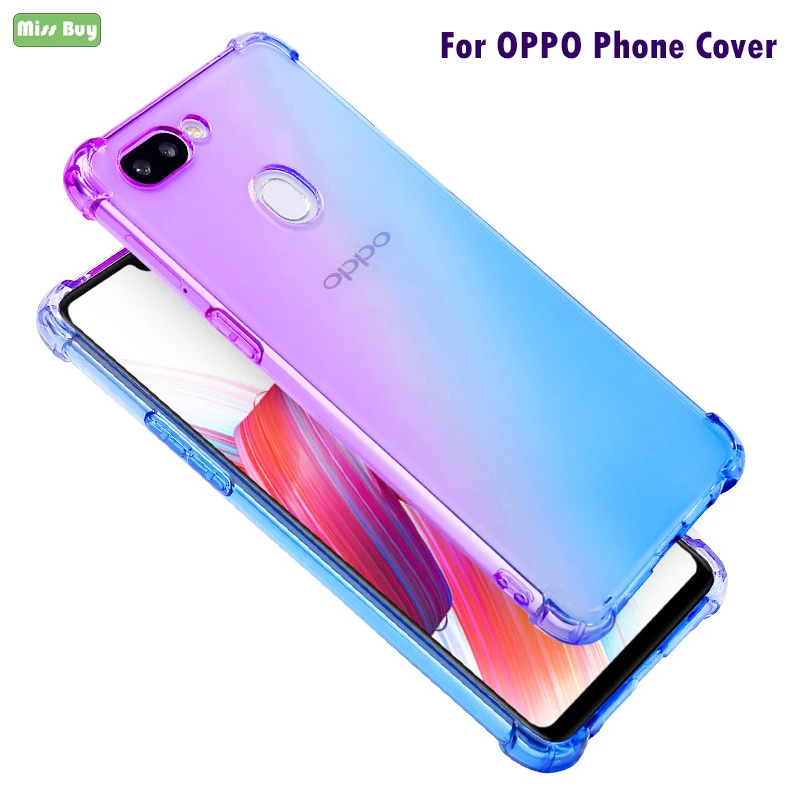 Полноразмерный цветной прозрачный градиентный чехол для телефона OPPO A5S Чехол