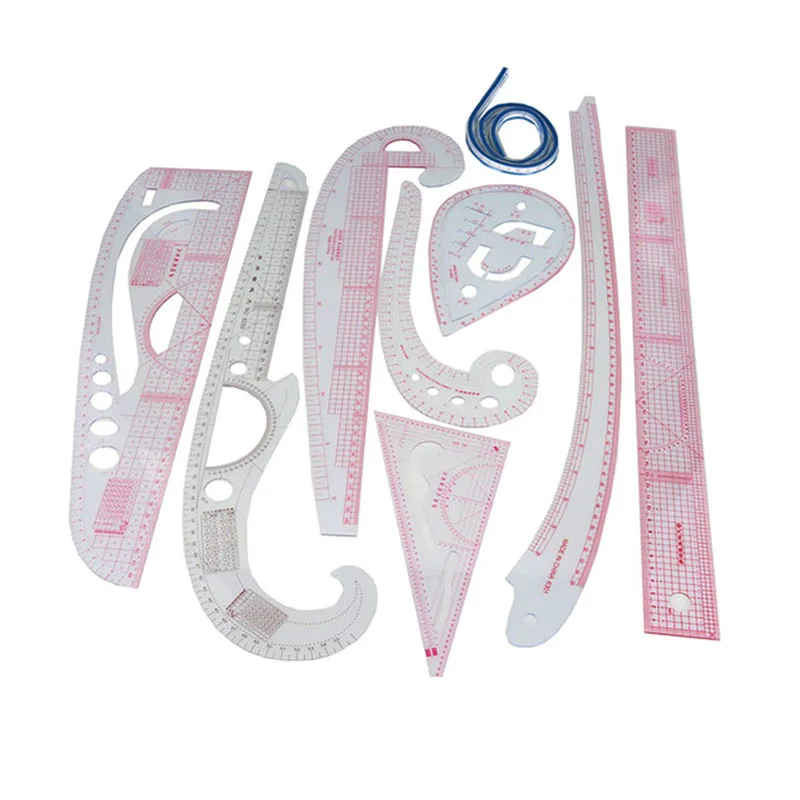 

Patchwork Ruler DIY Hand Tools Ruler Sewing Tool Ruler Drawing ruler Student ruler Tailor ruler 9-piece ruler set Curve ruler