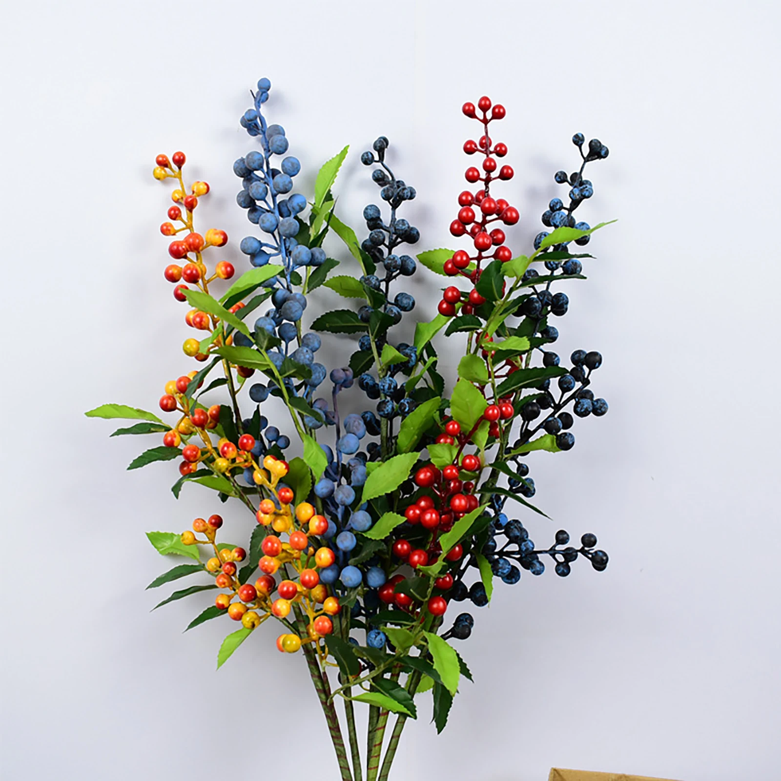 

4 Fork Simulation Bubble Berries Fruit Branch With Leaf Fortune Fruit Home Decor Wedding Berries Artificial Plants