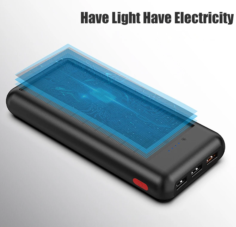 Солнечное зарядное устройство 24000 мАч 3 USB Внешнее зарядное устройство банк питания для Xiaomi IPhone X Портативный внешний аккумулятор PD Быстрая зарядка