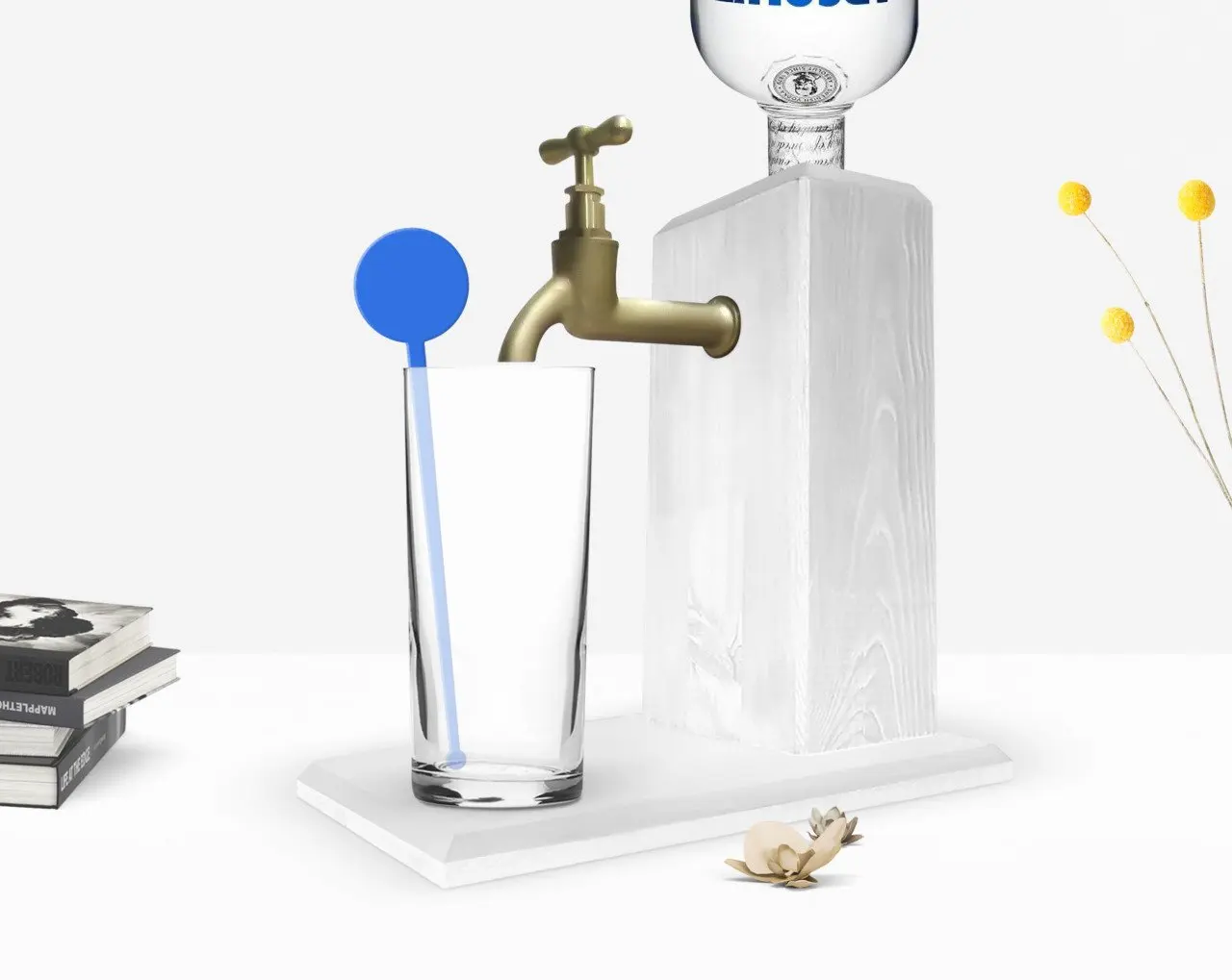 

BK Home Tap подставка для водки из натурального дерева-винтажная белая