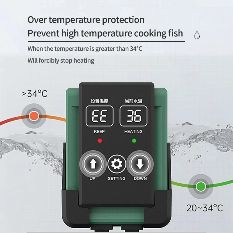 New Aquarium Submersible Heater Fish Tank LCD Display Adjustable Water Heating Rod Constant Auto Temperature |
