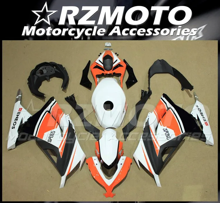 

Комплект обтекателей из АБС-пластика для мотоциклов Kawasaki Ninja 300, EX300, 2013, 2014, 2015, 2016, 2017, 2018, с дополнительной крышкой бака, оранжевый, белый